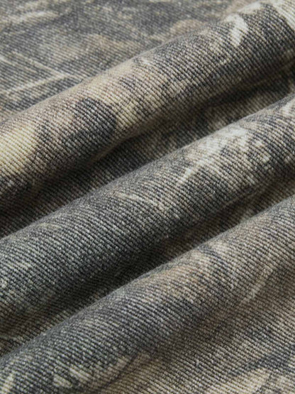 Abstract Camouflage Washed Barrel Jeans