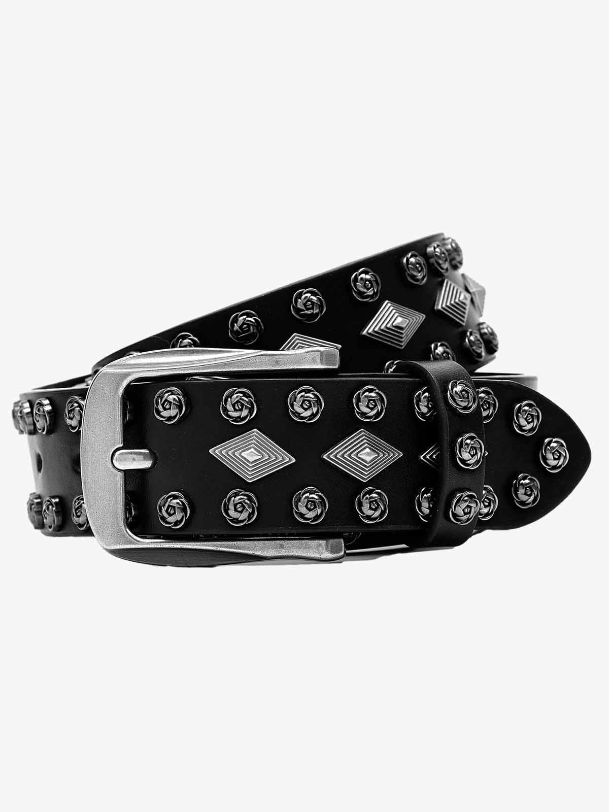 Studded Leather Belt with Eyelet Detail - Stylish and Versatile Accessory for Modern Fashion 