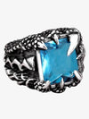 Sterling Silver Dragon Claw Ring with Red and Blue Gemstone, Gothic Statement Jewelry for Men and Women 