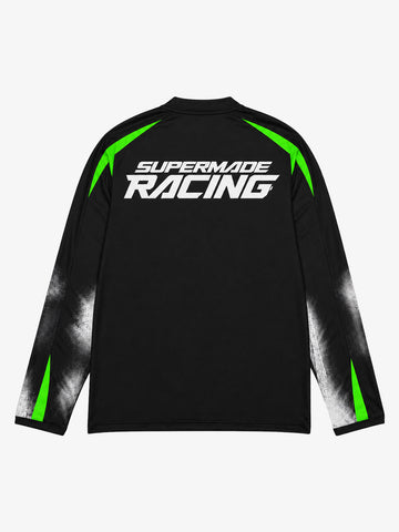 Skull Graphic Layered Racing Logo Long Sleeve Tee