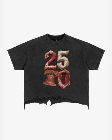 Vintage Washed 250 Graphic Distressed Cropped T-Shirt 