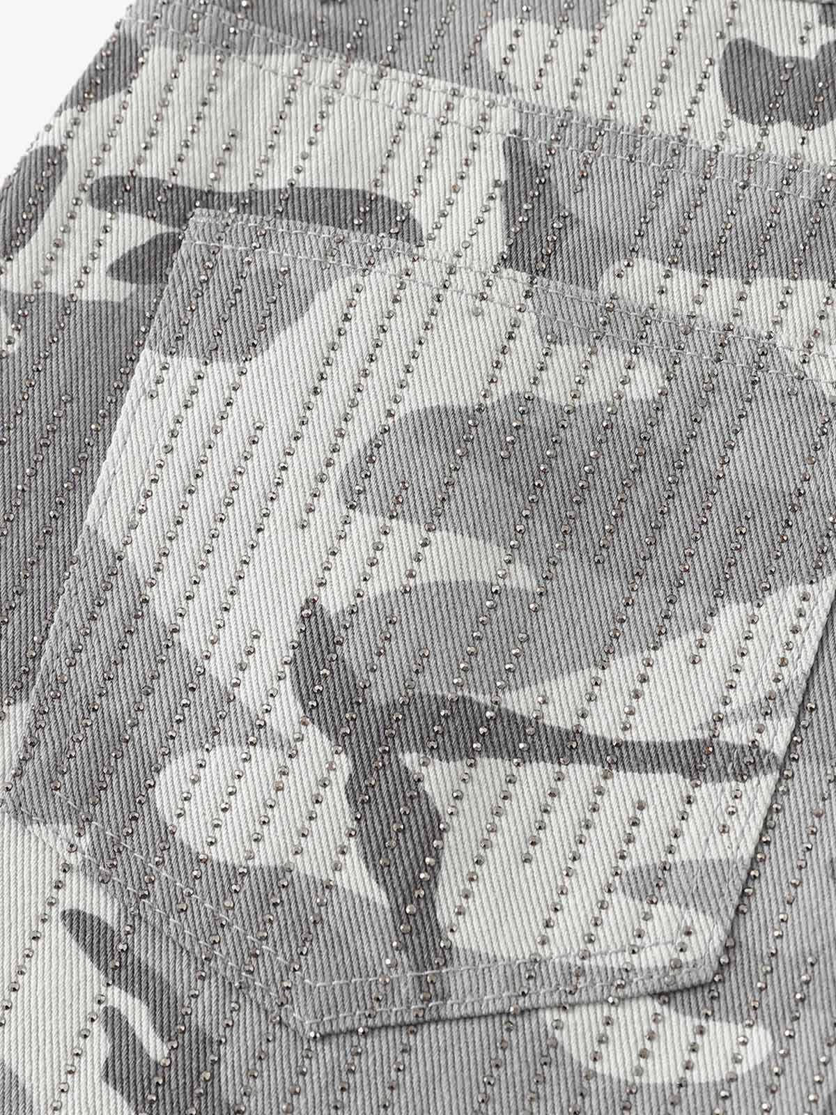 Camo Perforated Cargo Shorts – Wide-Leg Cotton Blend Utility Shorts
