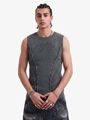 Exposed Seams Washed Knit Vest