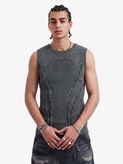 Exposed Seams Washed Knit Vest