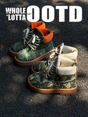 Camo Print Lace Up Chunky Ankle Boots - 2597 