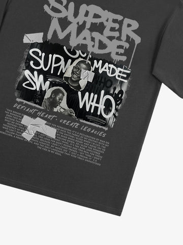 Streetwear Graffiti Character Collage Graphic T-Shirt 