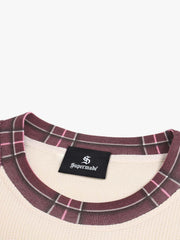 Heart Letter Graphic Raglan Waffle Long Sleeve Tee