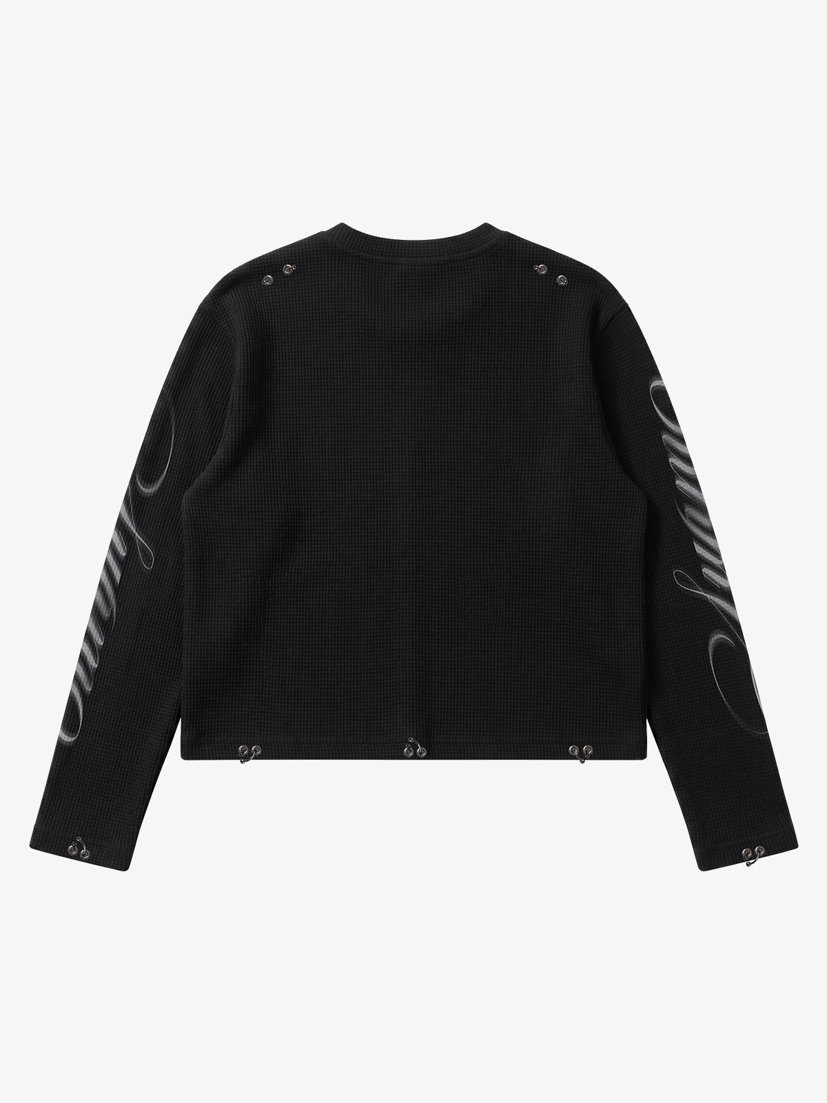 Skeleton Graphic Tongue-Stud Long Sleeve Tee