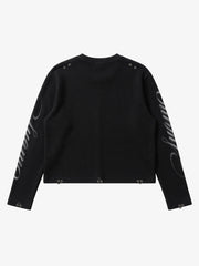Skeleton Graphic Tongue-Stud Long Sleeve Tee