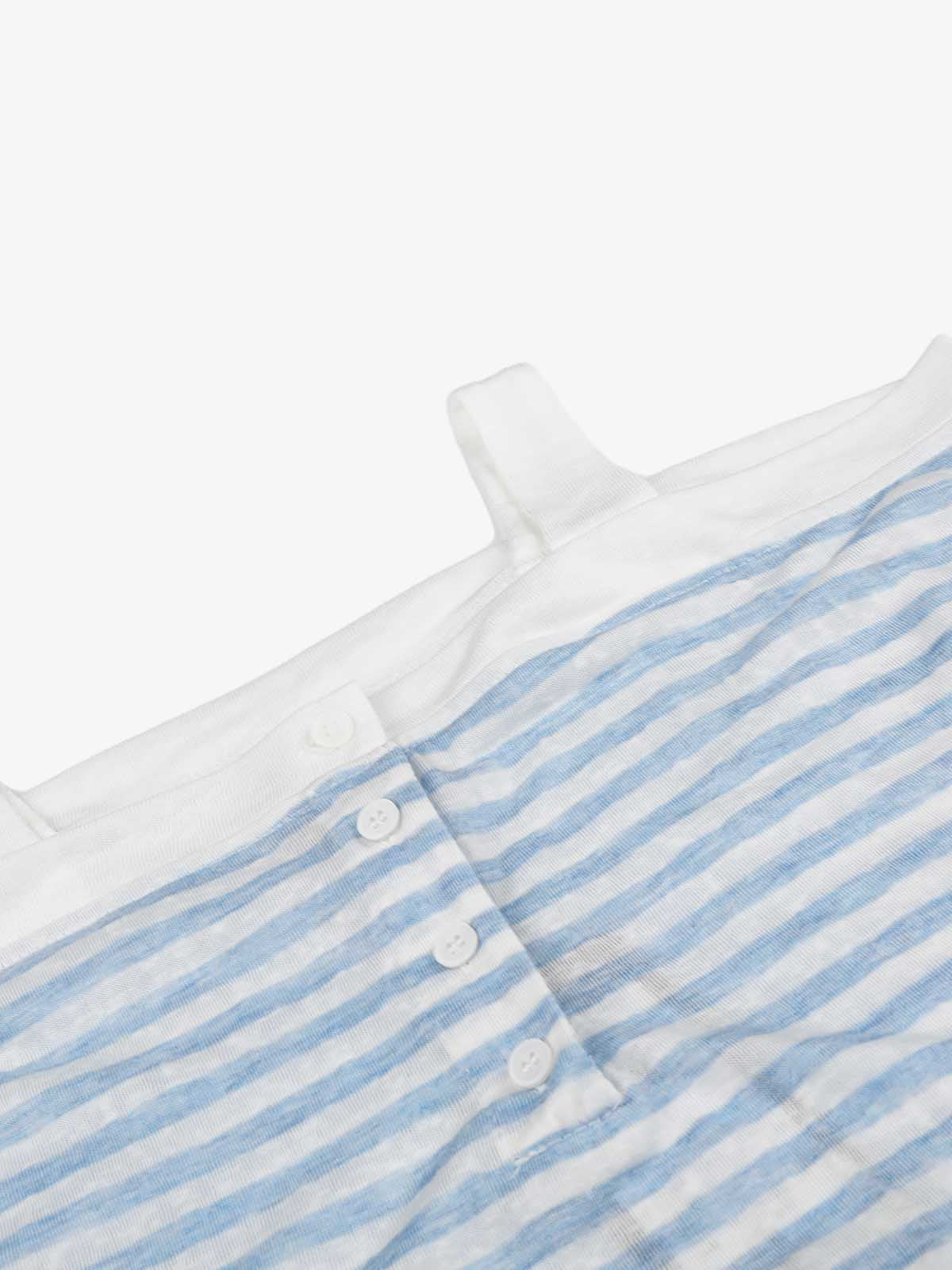 Striped Off-Shoulder Henley T-Shirt 