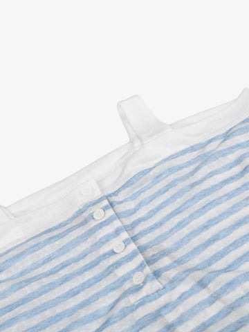 Striped Off-Shoulder Henley T-Shirt 