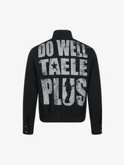 Asymmetric Button-Front Letter Graphic Jacket