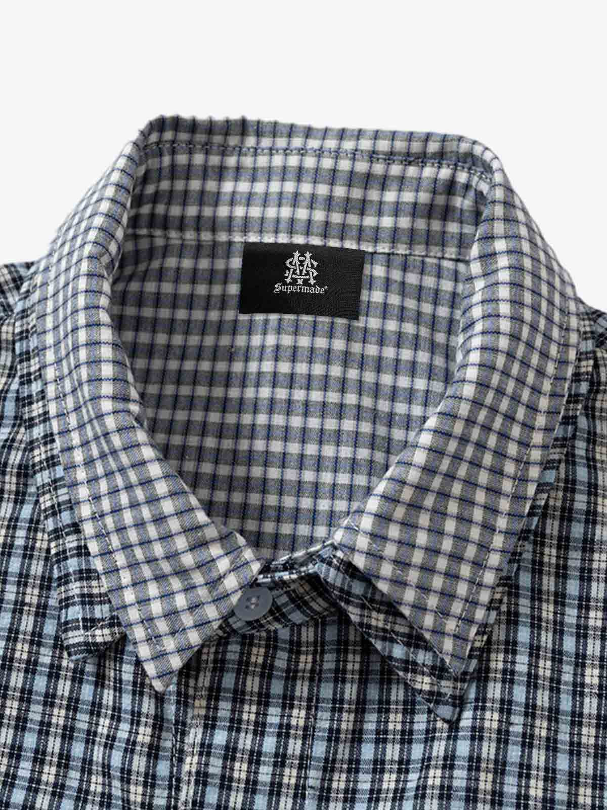 Thesupermade Double-layered Plaid Deconstructed Shirt 