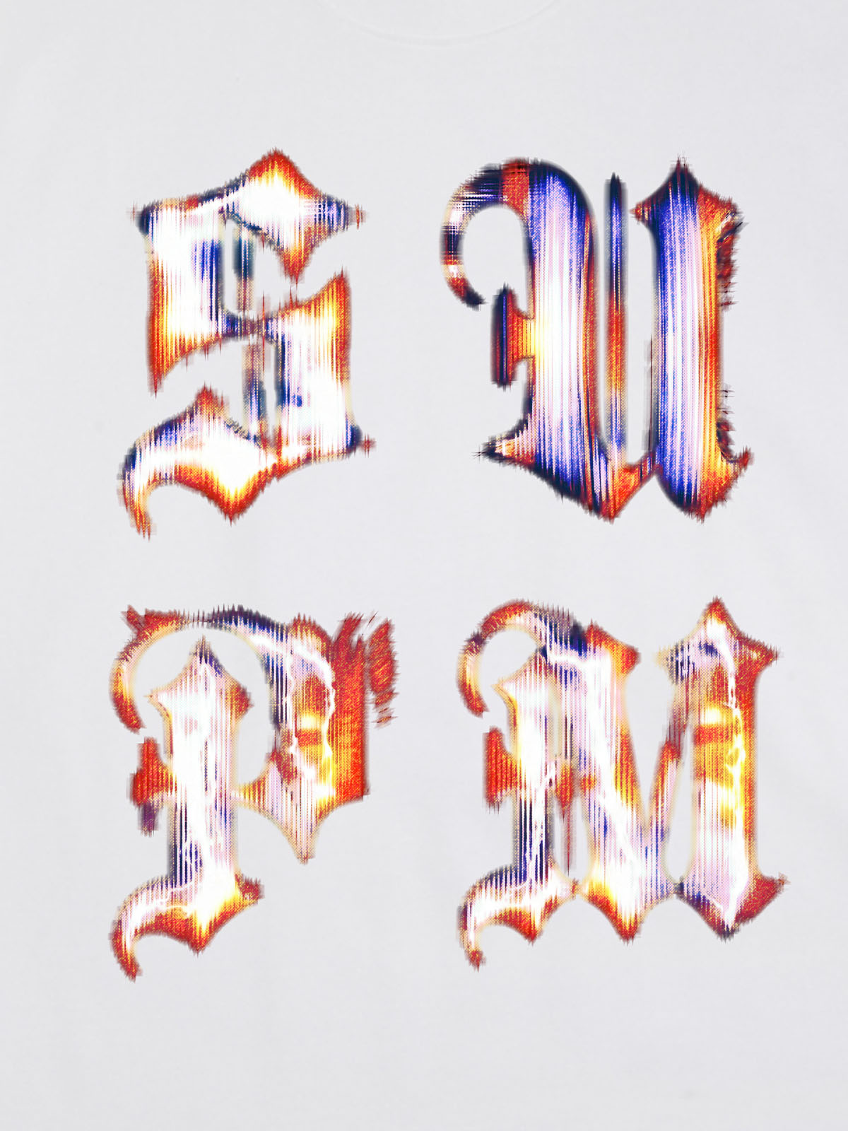 Cotton Logo Letter Design Short-Sleeve T-Shirt - Features Retro Digital Glitch Letter Print, Unisex 