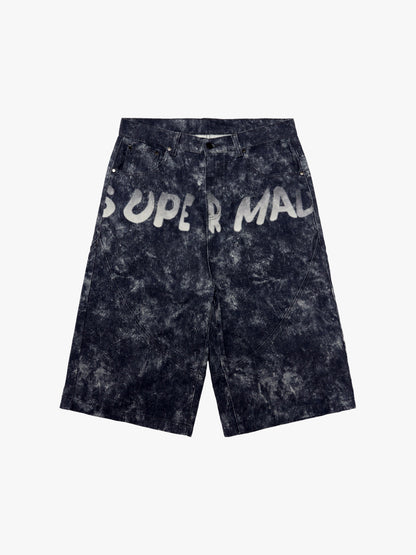 Original Oversized Denim Hoodie And Shorts Set 