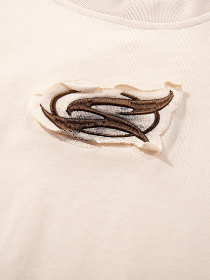 Studded Appliqué Distressed Tee