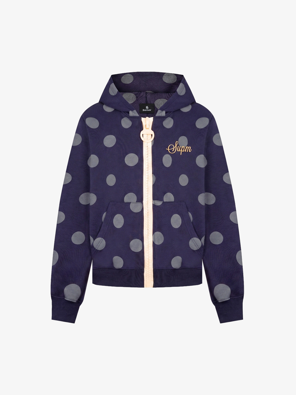 Big Zipper Dot Boxy Zip-Up Hoodie