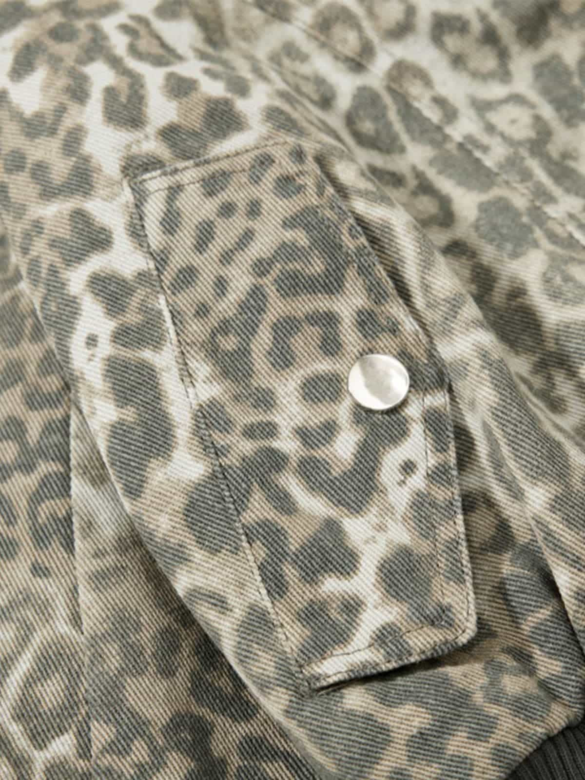 Vintage Leopard Print Bomber Jacket 