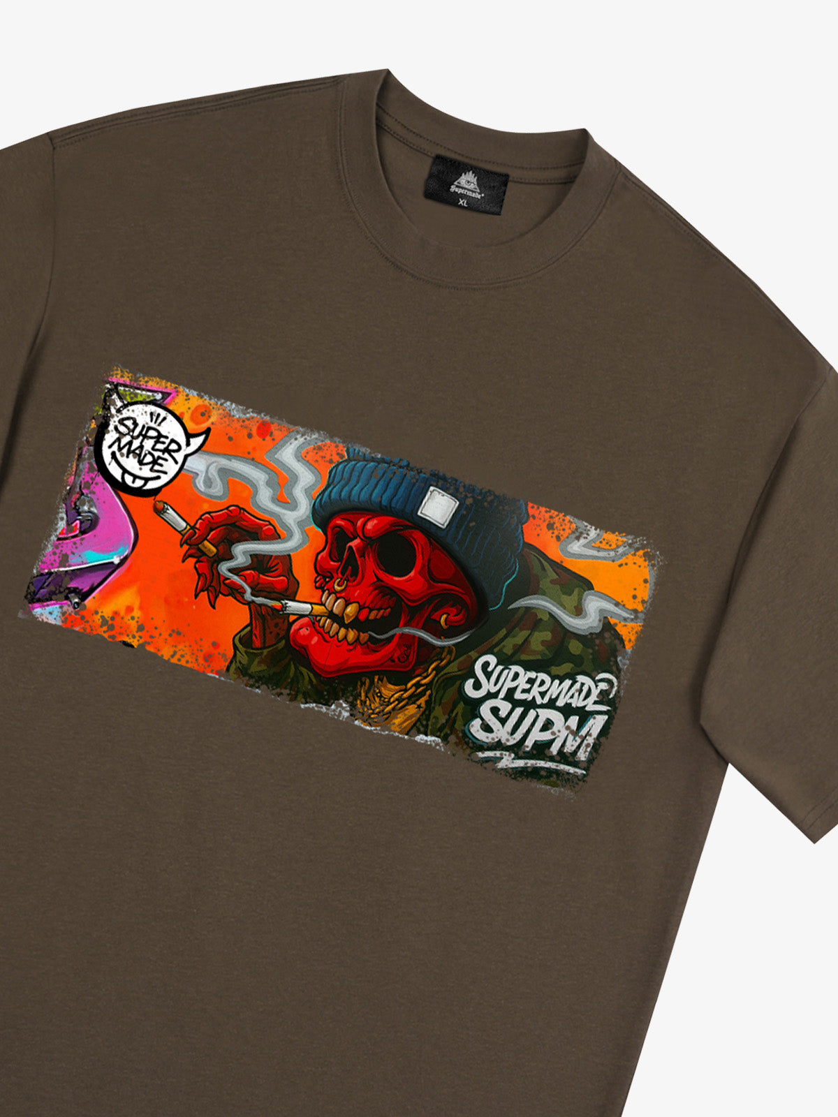 Thesupermade Distressed Blood Red Skull Graffiti T-shirt 