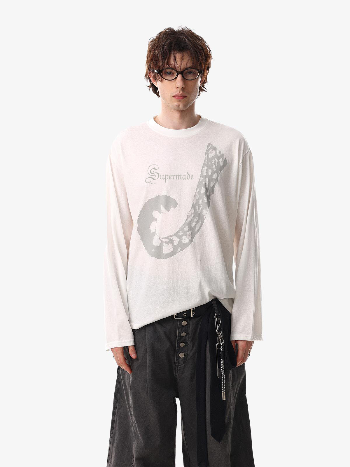 Abstract Leopard Tail Graphic Long Sleeve T-Shirt