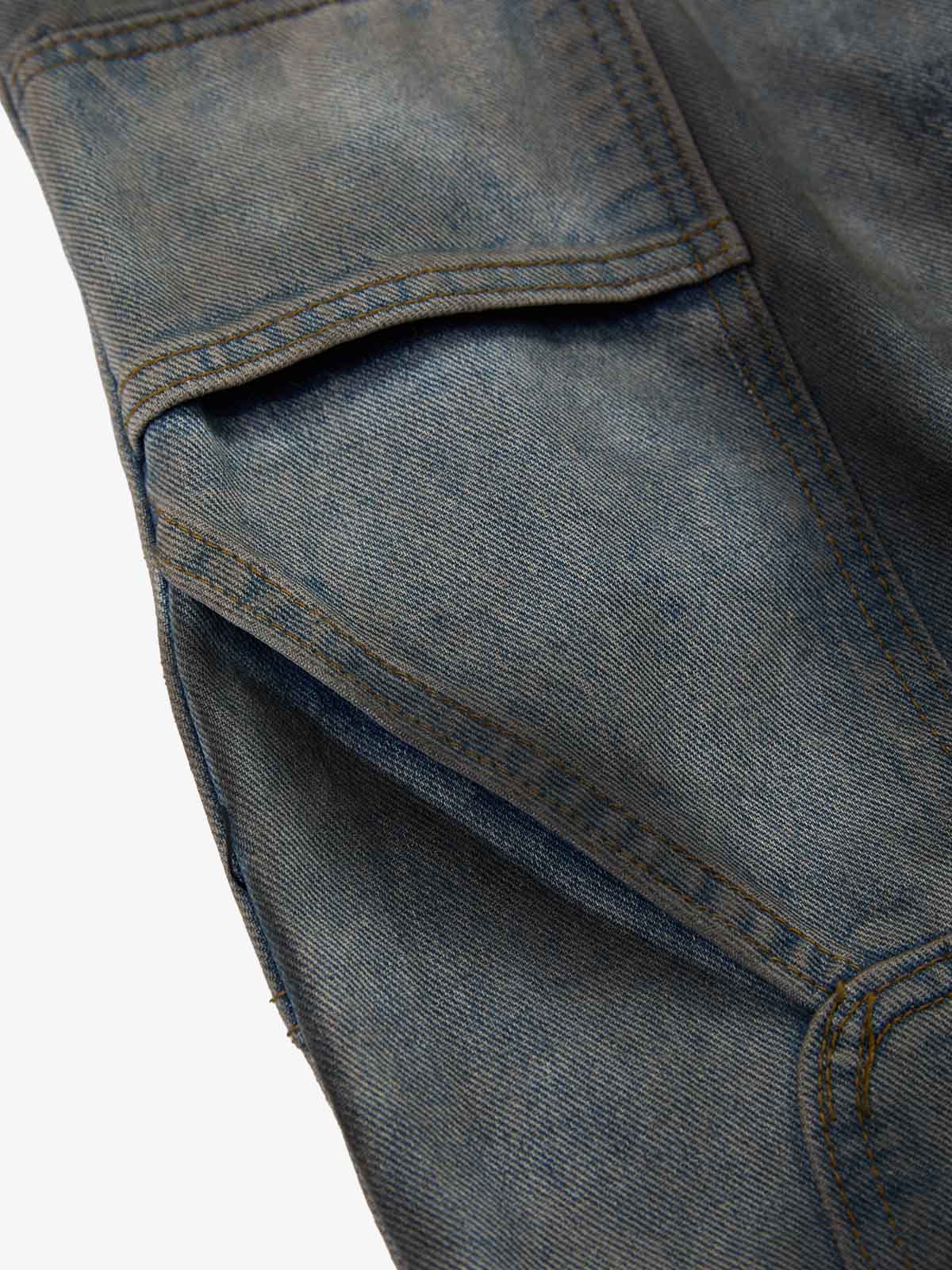 Supermade Retro Distressed Print Heavyweight Canvas Baggy Pants 