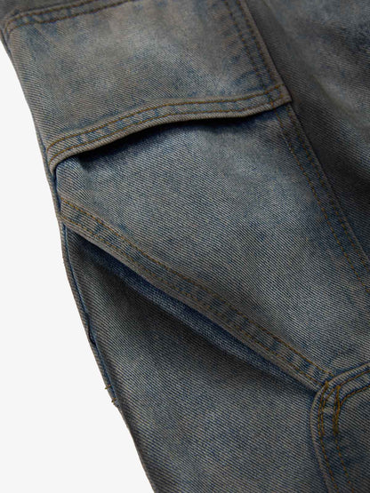 Supermade Retro Distressed Print Heavyweight Canvas Baggy Pants 