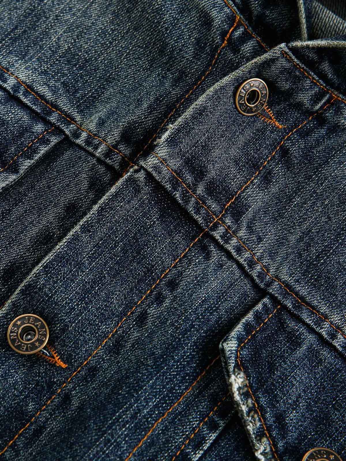 Retro Washed Workwear Denim Hooded Jacket 