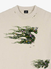 Distressed Abstract Floral Graphic Street T-Shirt 