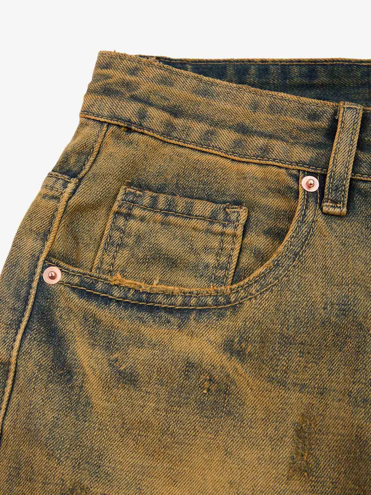 Ripped Denim Shorts for Men - Distressed Washed Cotton Jean Shorts with Frayed Holes and Relaxed Fit 