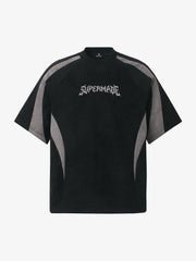 Suede Panel Embroidered Logo Short Sleeve T-Shirt 
