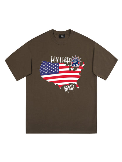 Original Creative Map Flag Print T-shirt 