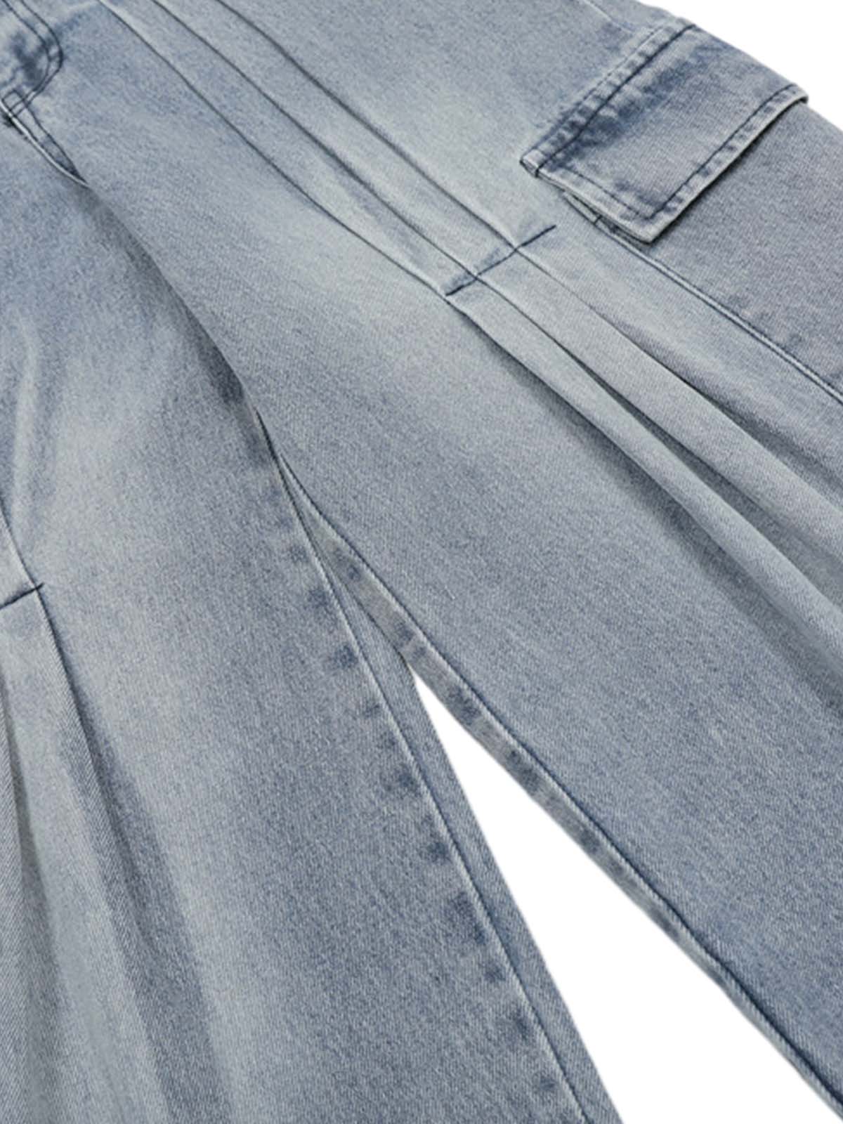 Side-Scarf Pleated Baggy Jeans 