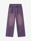 Multicolor Washed Distressed Wide-Leg Jeans