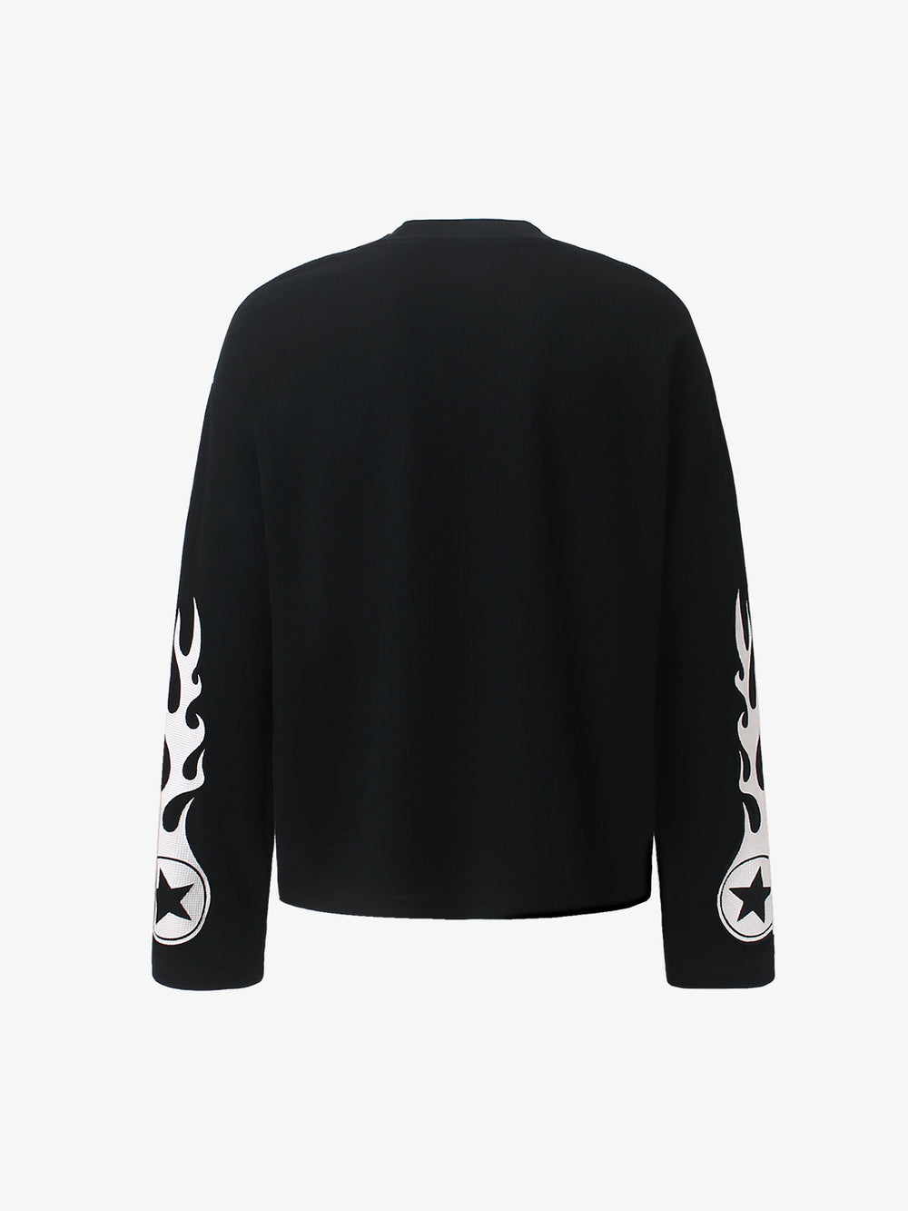 Motorcycle Graphic Color Block Waffle Long Sleeve Tee