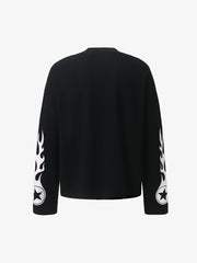 Motorcycle Graphic Color Block Waffle Long Sleeve Tee
