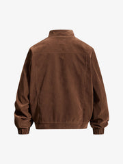 Studded Stand-Collar Suede Work Jacket