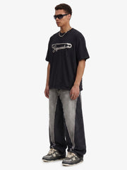 Distressed Safety Pin Cropped T-Shirt 