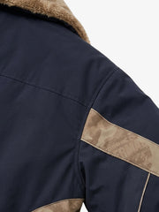Color-Block Sherpa-Collar Padded Coats
