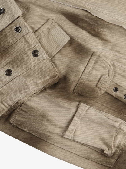 Retro Heavy Wash Gradient Cargo Barrel Jeans 