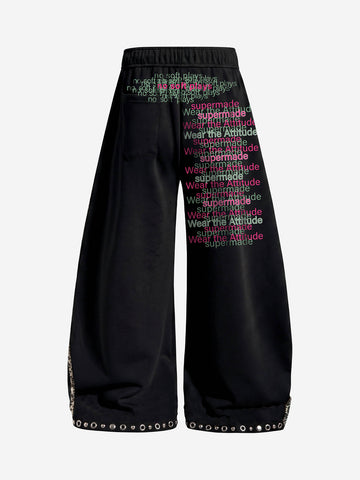 Leopard Stripe Studded Patchwork Casual Pants