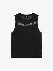 Gilet ricamato con motivi floreali e lettere