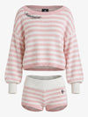 Scorpion Embroidered Off-Shoulder Striped Knit Set