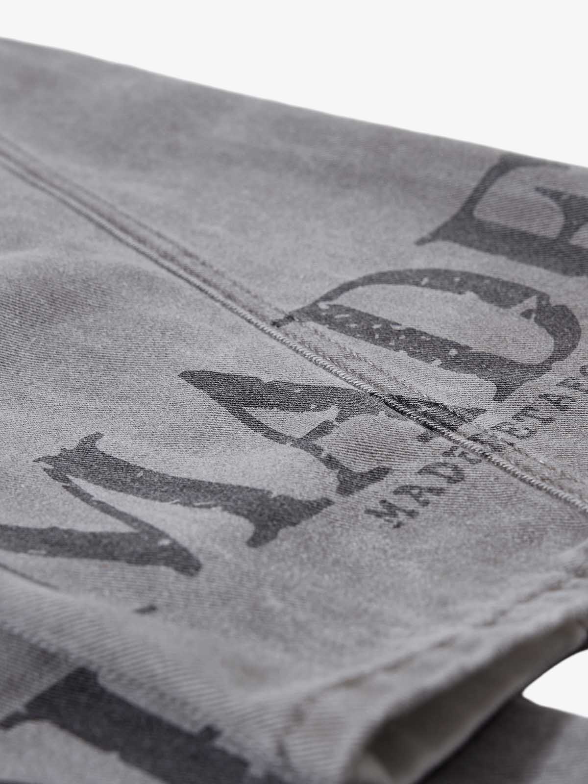 Distressed Washed Graphic Baggy Stacked Pants 