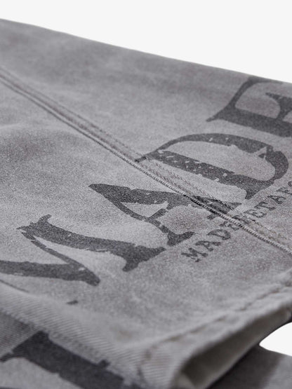 Distressed Washed Graphic Baggy Stacked Pants 