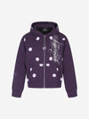 Polka Dot Logo Embroidered Cross Appliqué Zip Hoodie