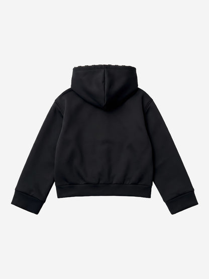 Kapuzenpullover mit Skorpionstickerei, Streifenfutter und Knopfleiste