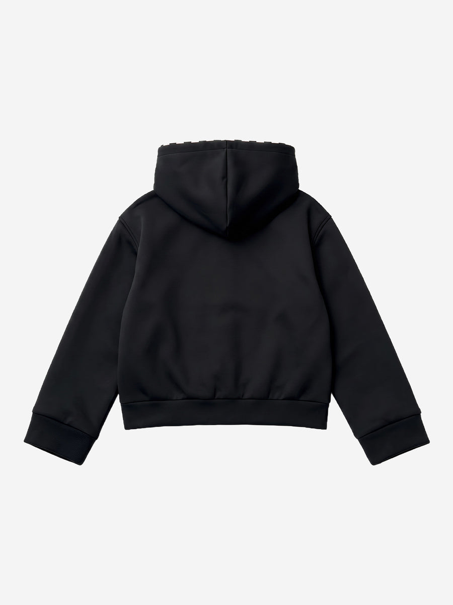 Scorpion Embroidered Striped-Lining Button-Up Hoodie