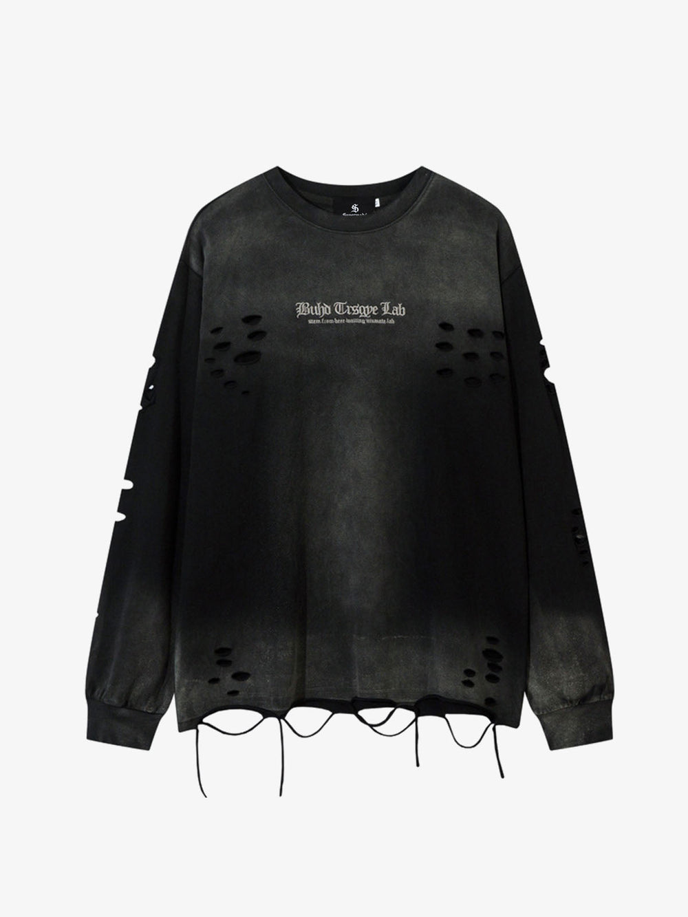 Gradient Washed Ripped Casual Sweatshirt 