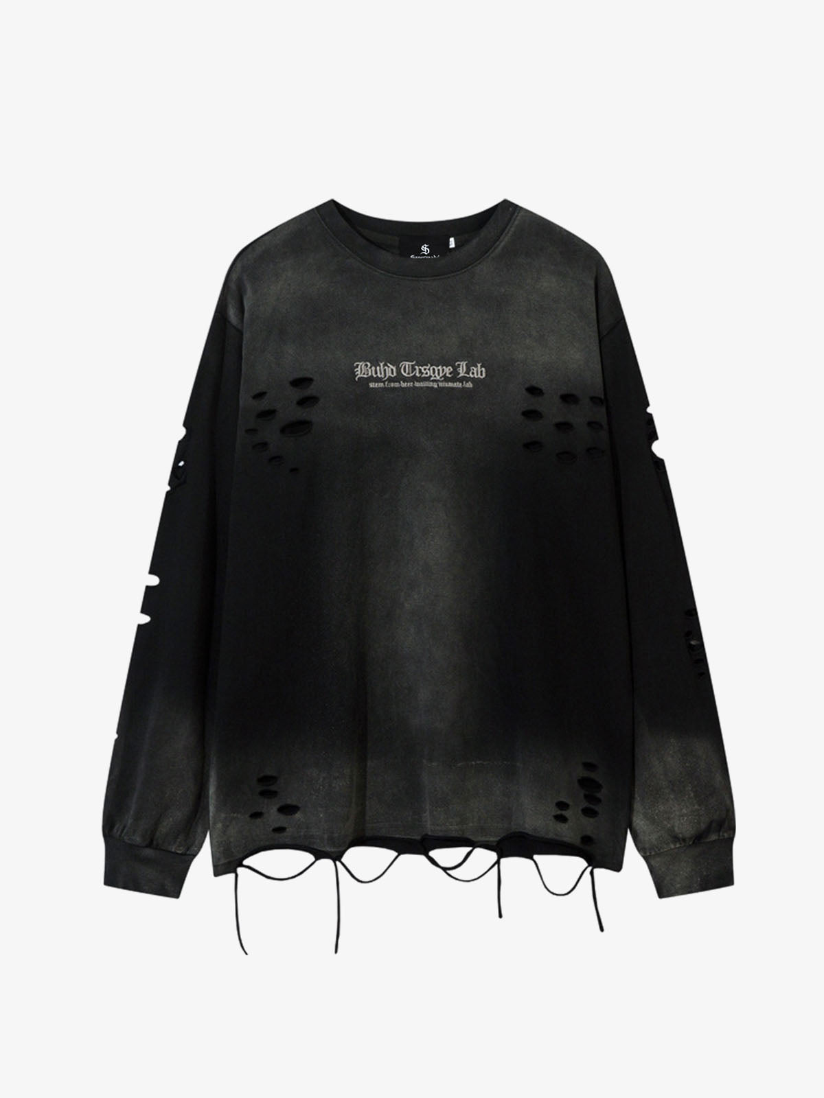 Gradient Washed Ripped Casual Sweatshirt 