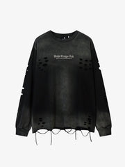 Gradient Washed Ripped Casual Sweatshirt 